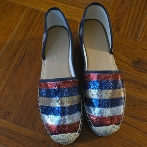 Sequin Espadrille Flats - Red, Blue, Gold